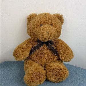 Kids Preferred Plush Teddy Bear Brown Soft Stuffed Animal 11” Ribbon Bow Toy